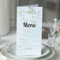 Karta menu z liśćmi i paprociami