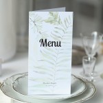 Karta menu lub harmonogram z liśćmi i paprociami