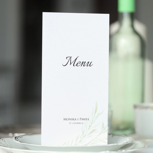 Karta menu z motywem delikatnych gałązek