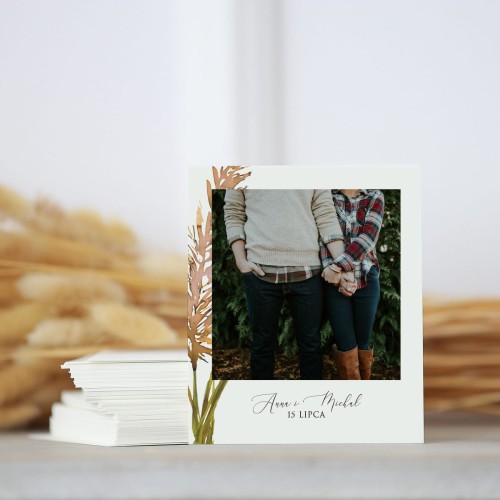 Zdjęcie polaroid w podziękowaniu dla gości z trawą pampasową