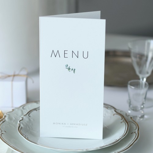 Karta menu z eukaliptusem