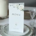 Karta menu z motywem białej róży