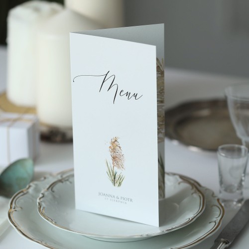 Karta menu z motywem trawy pampasowej