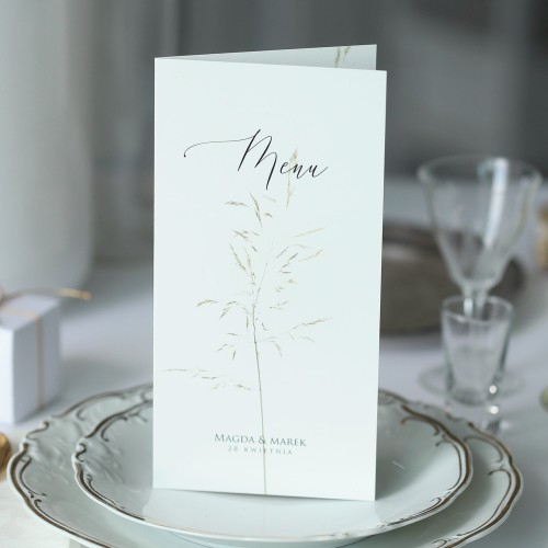 Karta menu ze źdźbłem trawy