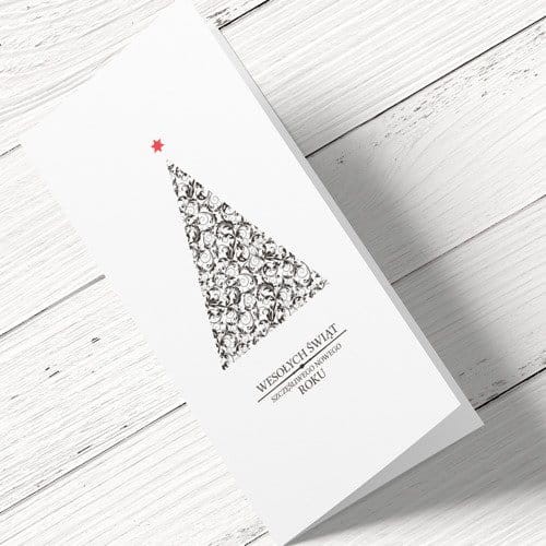 Kartki firmowe świąteczne wzór choinka z gwiazdką - 10 x 21 cm