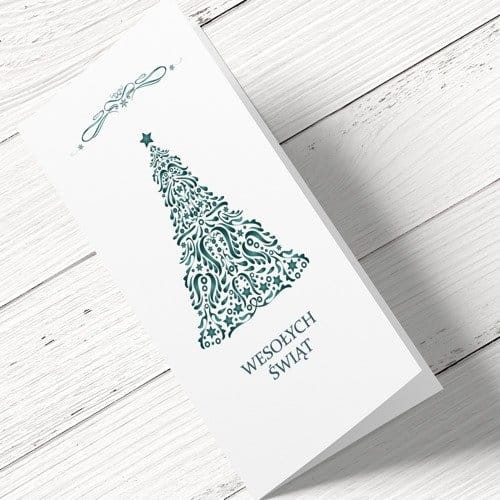 Kartka firmowa zielona choinka DL