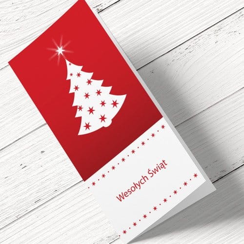 Czerwone Kartki firmowe z logo - 10x21 cm