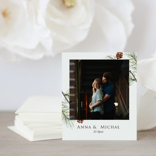 Zdjęcie polaroid w podziękowaniu dla gości zimowy wianek