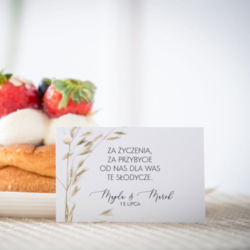 Karteczki do ciasta  weselnego z kłosem owsa