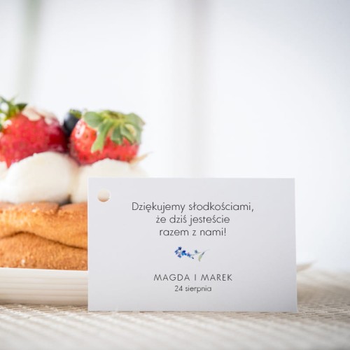 Karteczki do ciasta weselnego z niezapominajką