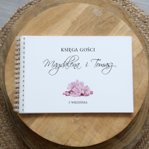 Księga gości na przyjęcie weselne kwiat jabłoni