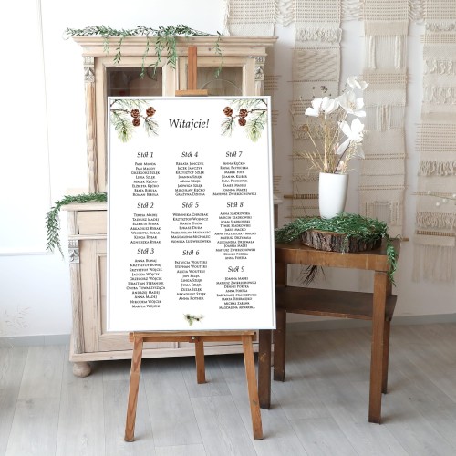 Duży plan stołów weselnych