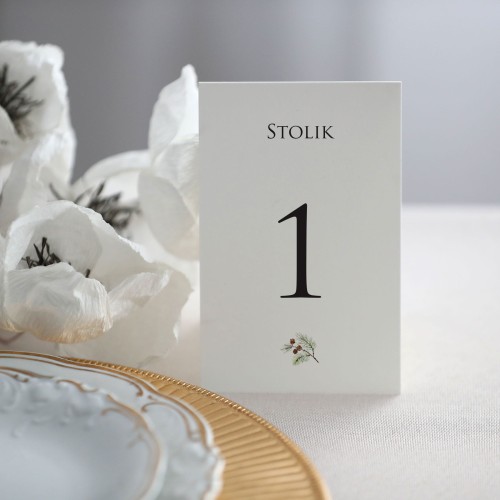 Numerki na stół zimowa gałązka