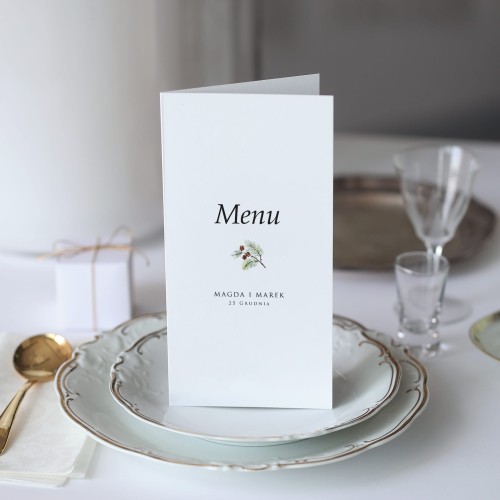 Karta menu z zimową gałązką