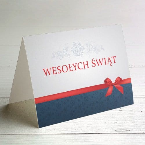Kartka firmowa granatowo czerwono biała
