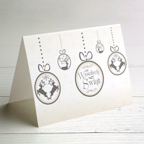 Kartka firmowa na Boże Narodzenie  bombki