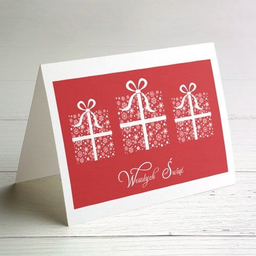 Kartki firmowe czerwone z prezencikiem