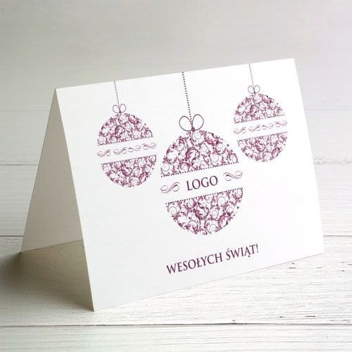Kartki firmowe świąteczne z logo bombki - 10x15 cm