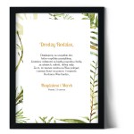 Plakat podziękowania dla rodziców z motywem liści i paproci