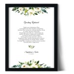 Plakat podziękowania dla rodziców z zielonym motywem kwiatowym