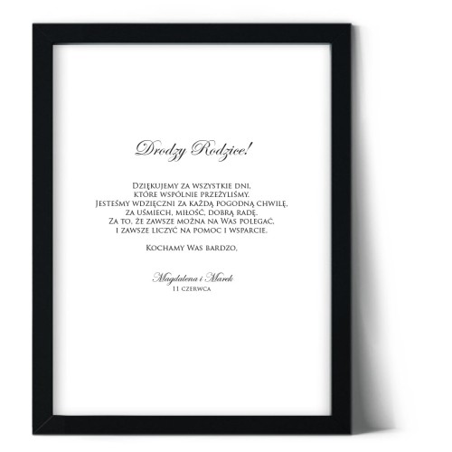 Plakat podziękowania dla rodziców z kolekcji champagne