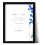 Plakat podziękowania dla rodziców z niezapominajką