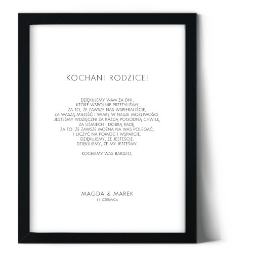 Plakat podziękowania dla rodziców minimalistyczny