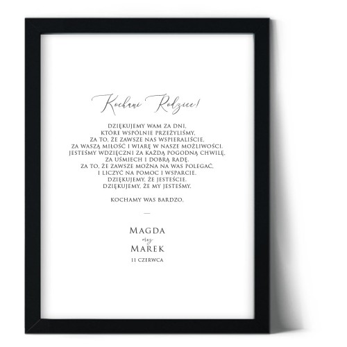 Plakat podziękowania dla rodziców minimalistyczny
