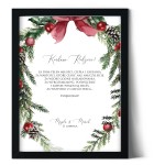 Plakat podziękowania dla rodziców z ozdobnym zimowym wiankiem