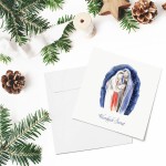 Kartki firmowe na Boże Narodzenie z grafiką Świętej Rodziny - 14,5x14,5 cm