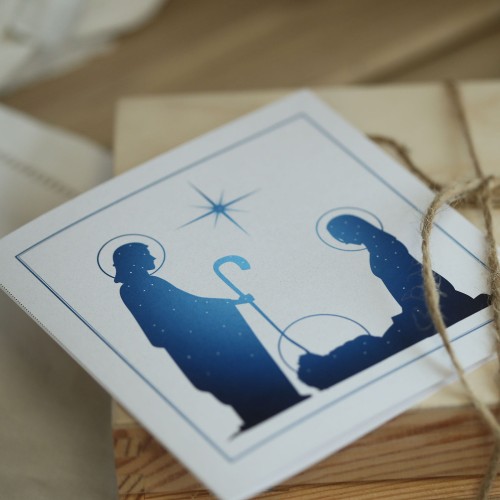 Kartki Firmowe na Boże Narodzenie z szopką - 14,5x14,5 cm