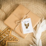 Świąteczne bileciki z logo z aniołem piernikowym