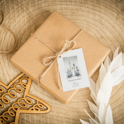 Świąteczne bileciki z logo z zamkiem i gwiazdą