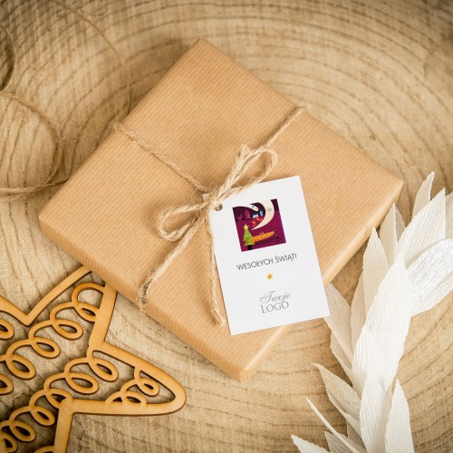 Świąteczne bileciki z logo z barwną ilustracją