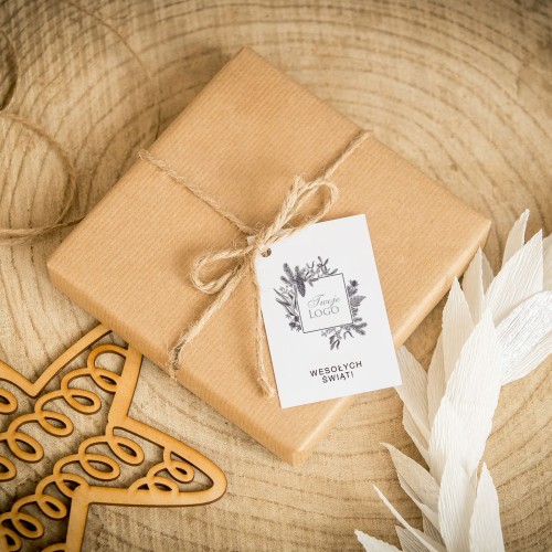 Świąteczne bileciki z logo z dekoracją świąteczną