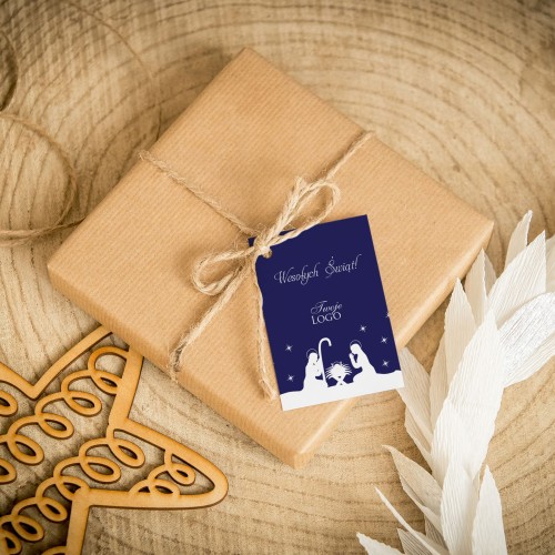 Świąteczne bileciki z logo z szopką Bożonarodzeniową