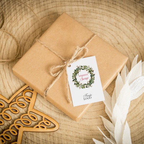 Świąteczne bileciki z logo z motywem jemiołowego wianka