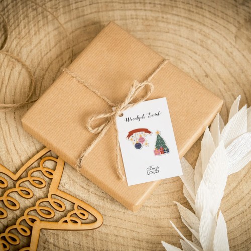 Świąteczne bileciki z logo z obrazkowym świątecznym motywem