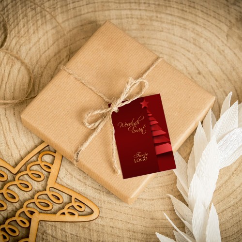 Świąteczne bileciki z logo z motywem choinki