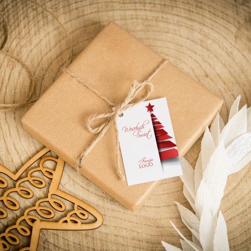 Świąteczne bileciki z logo z motywem choinki