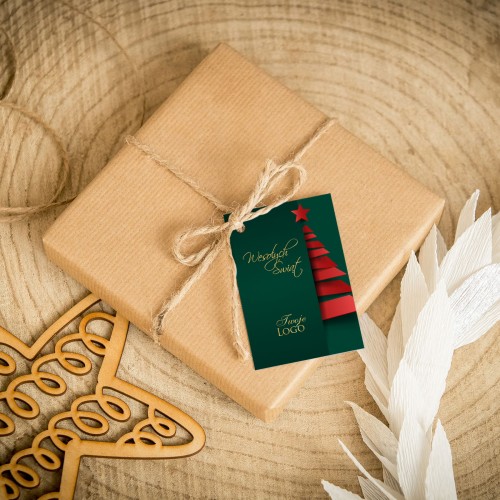 Świąteczne bileciki z logo z motywem choinki