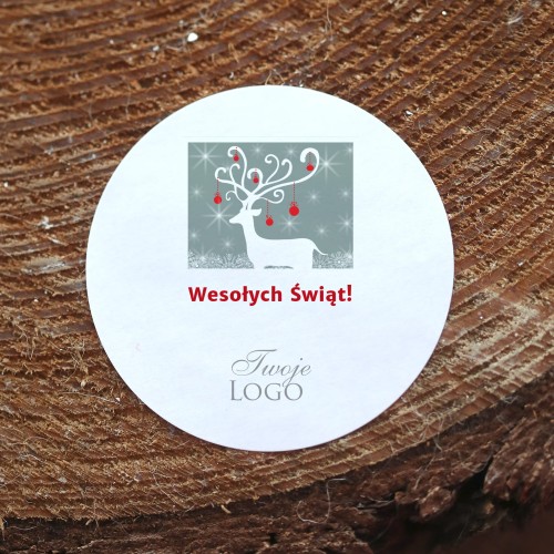 Naklejki  z logo ze świątecznym jelonkiem