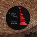 Naklejki z logo z motywem choinki na ciemnym tle okrągłe