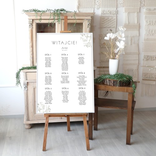 Duży plan stołów weselnych