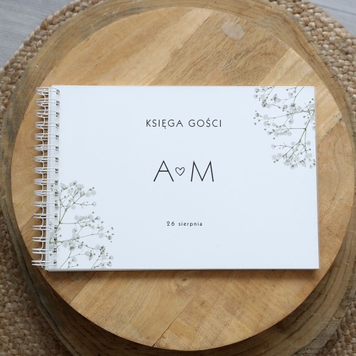 Księga gości na przyjęcie weselne z gipsówką