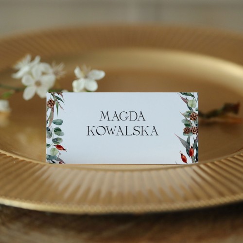 Winietki świąteczne na imprezy firmowe z  zimowymi roślinami