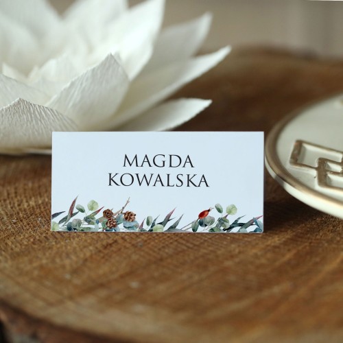 Winietki świąteczne na imprezy firmowe z zimowymi roślinami