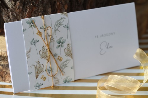 Zaproszenia na 18 urodziny z roślinnym motywem