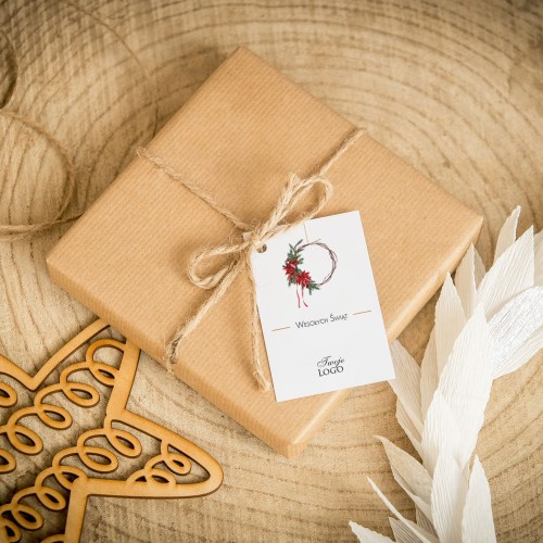 Świąteczne bileciki z logo z wieńcem