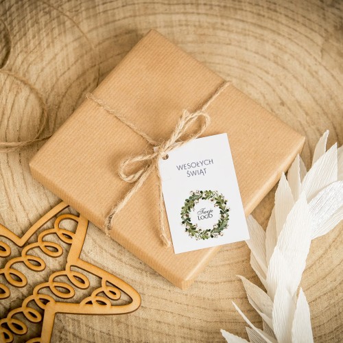 Świąteczne bileciki z logo z wiankiem